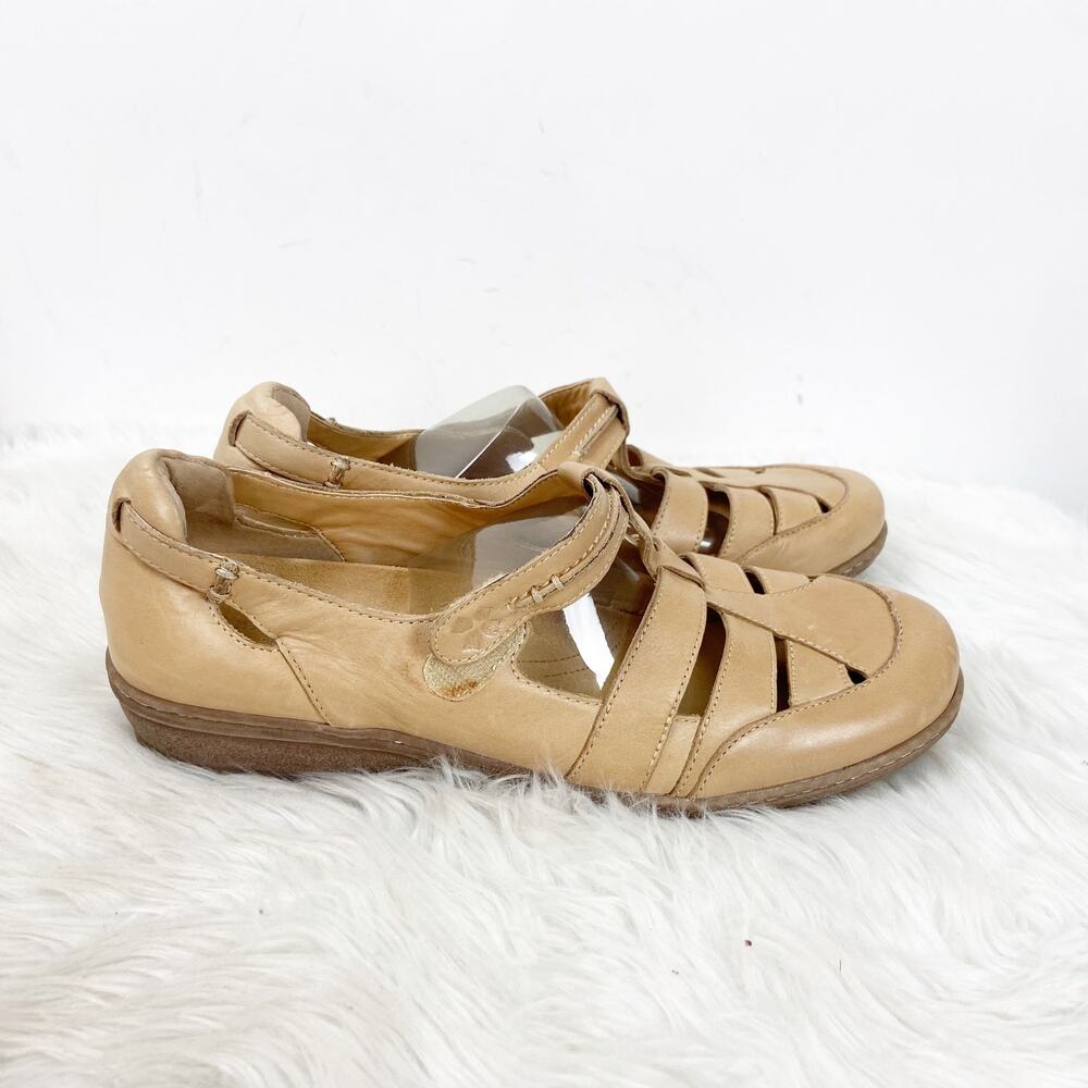 Naturalizer 10 M Womens Tan Beige Leather Malta Buckle Comfort Flats Shoes - Picture 2 of 9